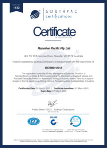Razvalve Pacific ISO 9001 Certificate